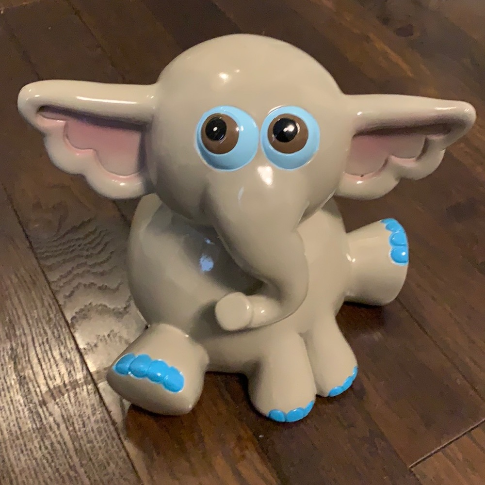Baby Elephant Piggy Bank Blue/Gray